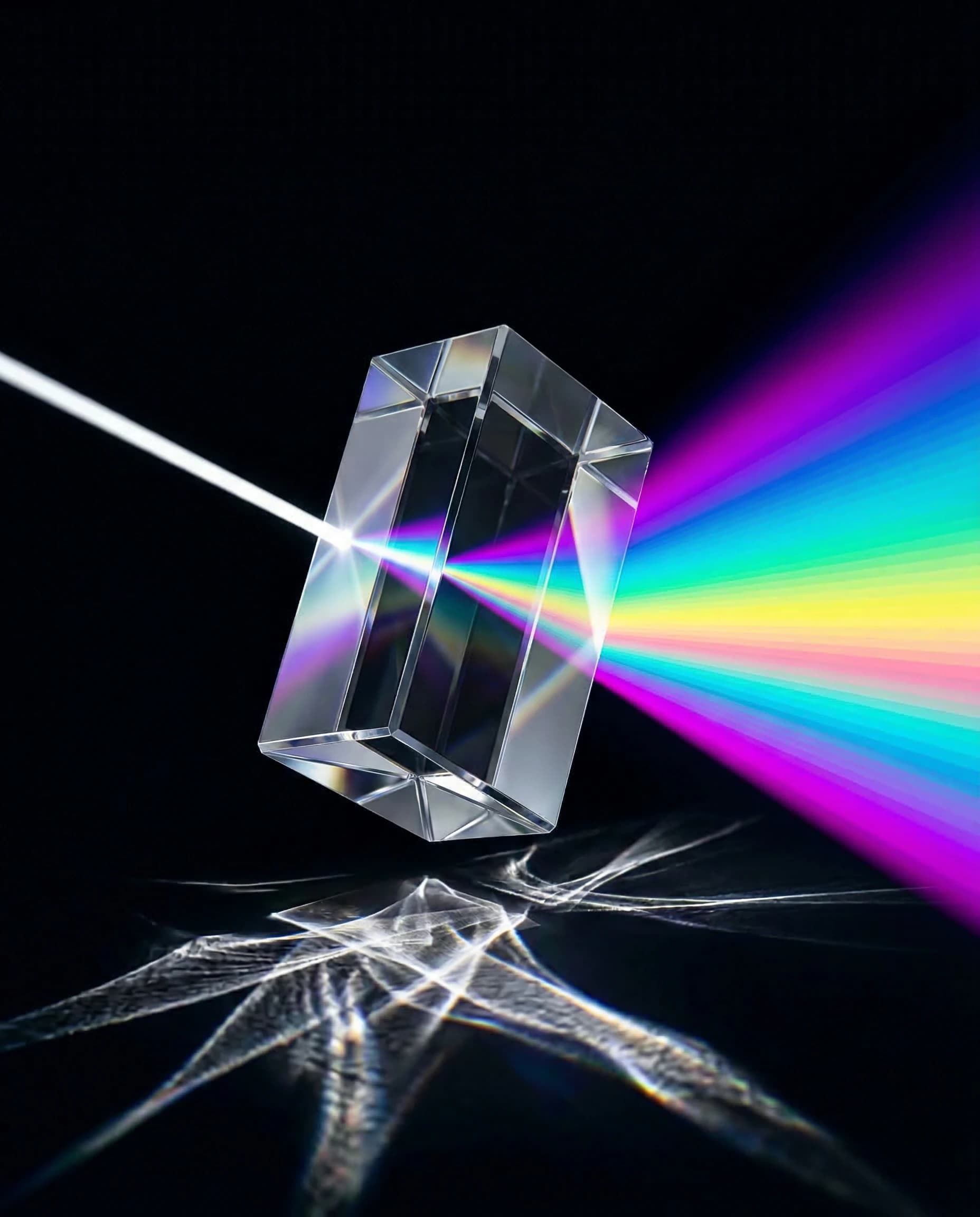 Prismatic green artwork representing creative direction and media